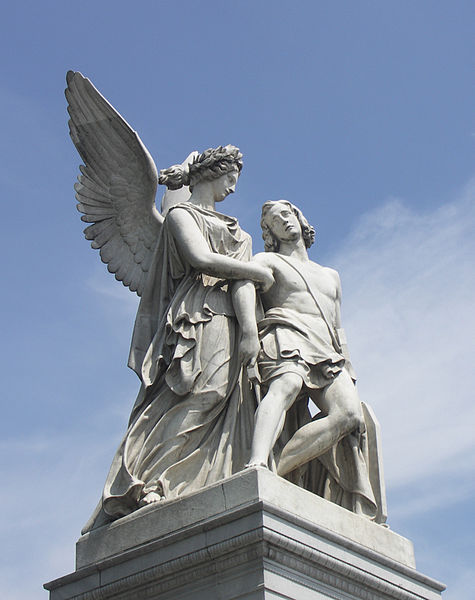 Nike and Wounded Soldier Statue in Berlin